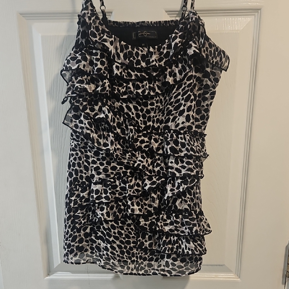 Jessica Simpson Black and Gray Patterned Dress